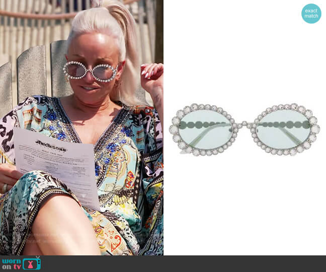 Gucci Crystal Oval Sunglasses worn by Margaret Josephs on The Real Housewives of New Jersey