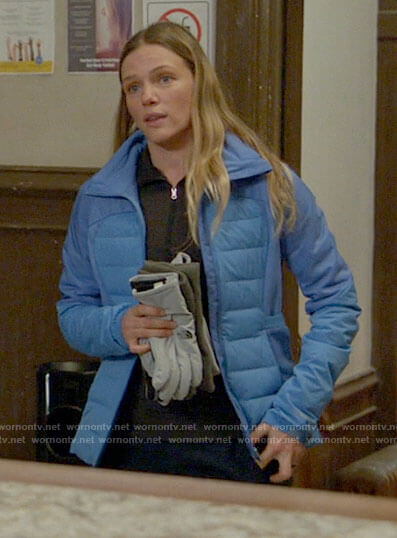 Hailey’s light blue quilted jacket on Chicago PD