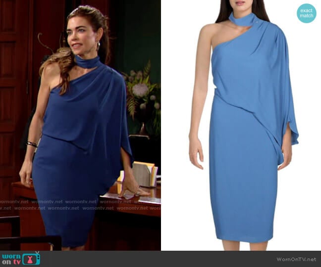 Halston Asymmetrical Dress worn by Victoria Newman (Amelia Heinle) on The Young and the Restless