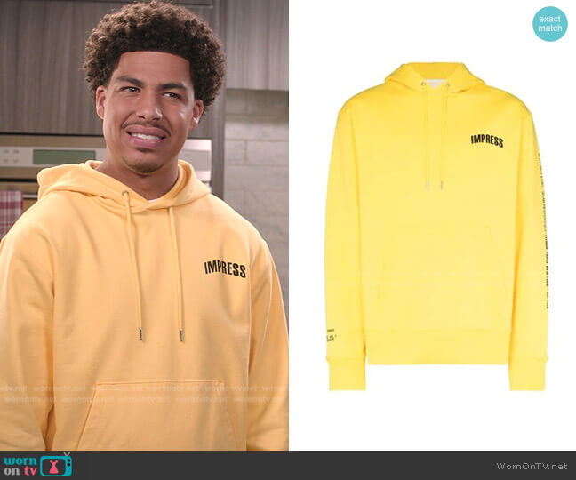 Helmut Lang Impress Your Parents Print Hoodie worn by Andre Johnson Jr (Marcus Scribner) on Black-ish