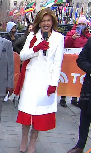 Hoda’s white double breasted coat on Today