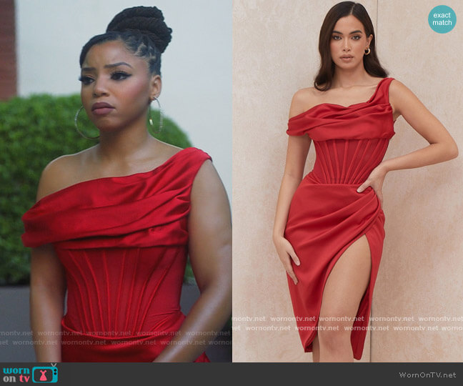 House of CB Lulu Dress worn by Jazlyn Forster (Chloe Bailey) on Grown-ish