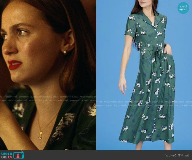 HVN Maria Dress in Green Kitten worn by Lexi Howard (Maude Apatow) on Euphoria