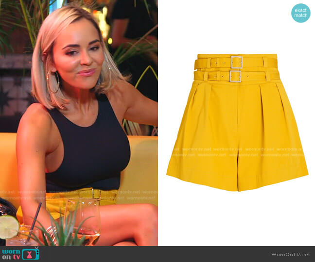 Intermix Leslie Double Belted Cotton Shorts worn by Nicole Martin (Nicole Martin) on The Real Housewives of Miami