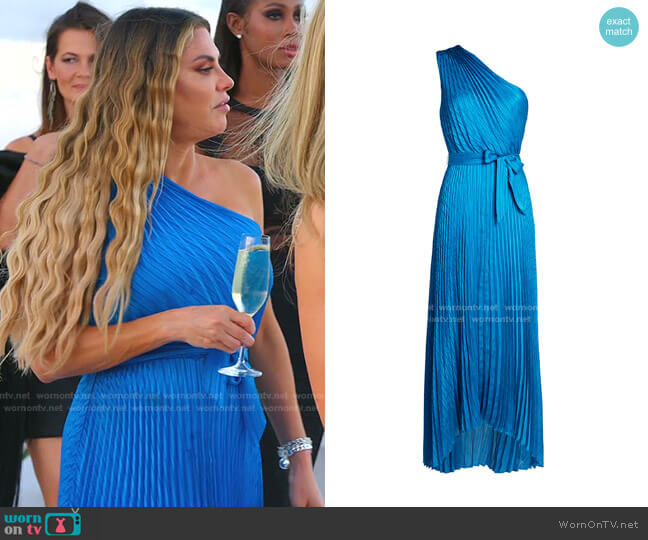 Intermix Luisa Pleated Satin Midi Dress worn by Adriana de Moura (Adriana de Moura) on The Real Housewives of Miami