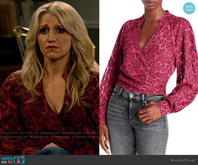 IRO Tuba Crossover Leopard Print Top worn by Gina Dabrowski (Annaleigh Ashford) on B Positive