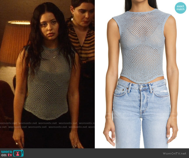 Isa Boulder Scan Crochet Top worn by Maddy Perez (Alexa Demie) on Euphoria