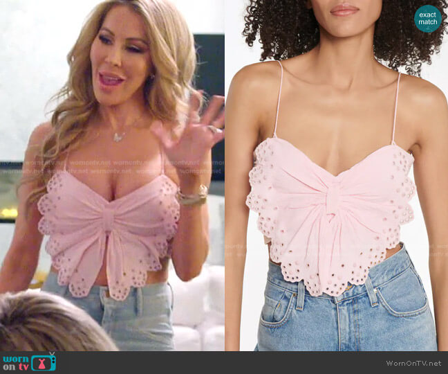 Isabel Marant Linece Cotton and Silk Crop Top worn by Lisa Hochstein (Lisa Hochstein) on The Real Housewives of Miami