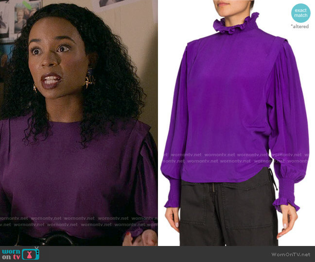 Etoile Isable Marant Yoshi Blouse worn by Neff Davis (Alexis Floyd) on Inventing Anna