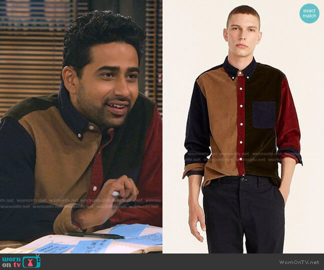 J. Crew Corduroy Shirt in Colorblock worn by Sid (Suraj Sharma) on How I Met Your Father