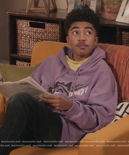 Jack’s purple printed hoodie on Black-ish