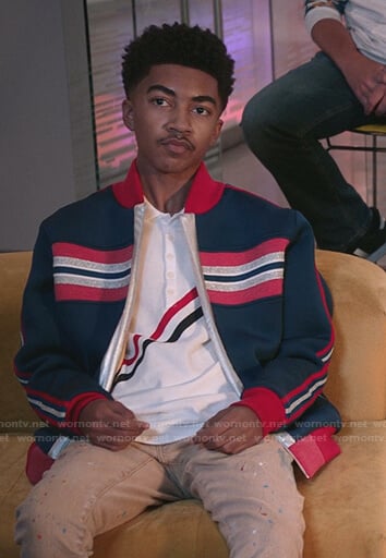 Jack’s white diagonal stripe polo shirt on Black-ish