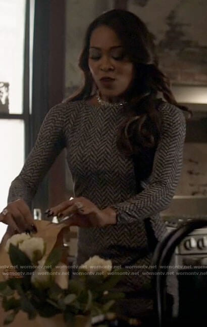 Jada’s fringed herringbone dress on Batwoman