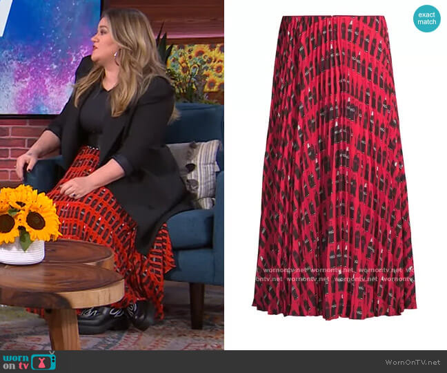 Jason Wu Silk Printed Skirt worn by Kelly Clarkson on The Kelly Clarkson Show