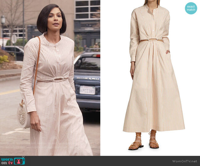 Jonathan Simkhai Janet Striped Open Back Maxi Shirtdress