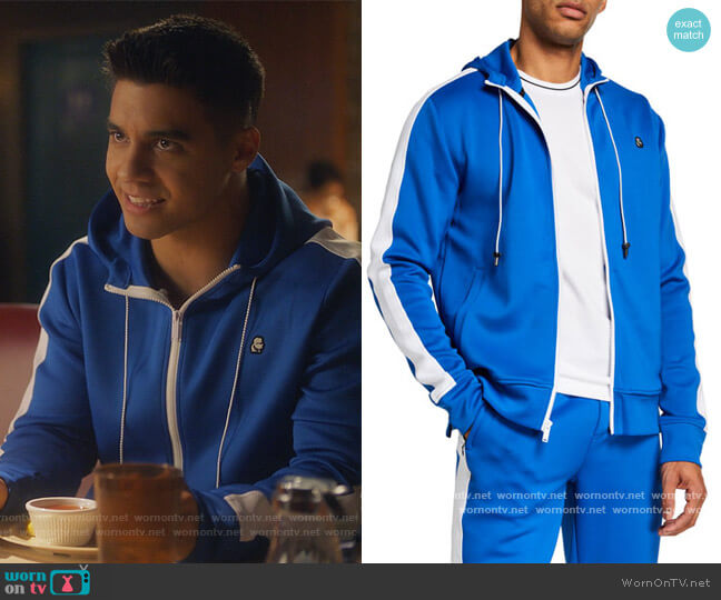 Karl Lagerfeld Striped Track Jacket worn by Vivek Shah (Jordan Buhat) on Grown-ish