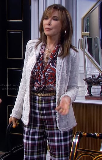 Kate’s black plaid pants on Days of our Lives