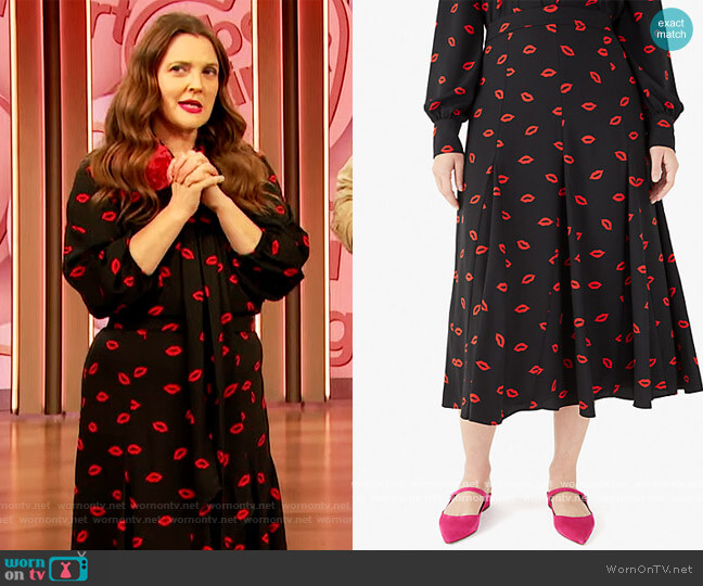 Kate Spade Kisses Fluid Skirt worn by Drew Barrymore on The Drew Barrymore Show