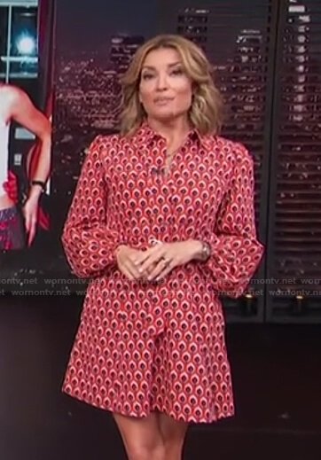 Kit’s orange printed dress on Access Hollywood
