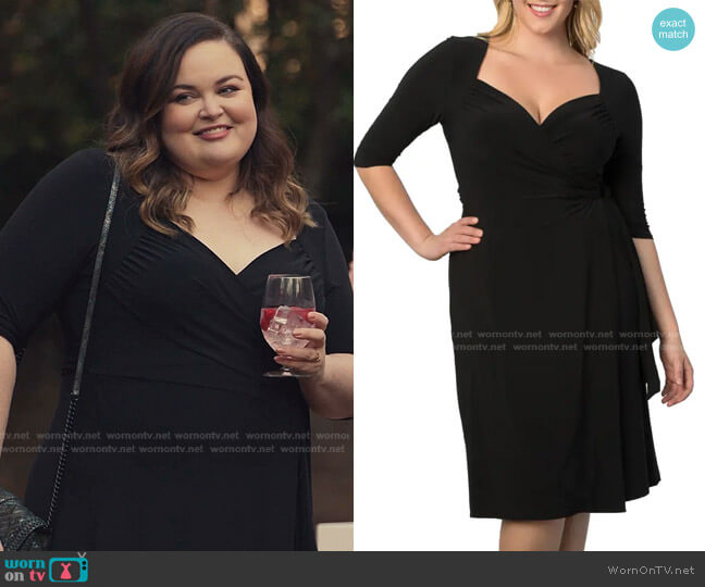 Kiyonna Sweetheart Neck Wrap Dress in Black Noir