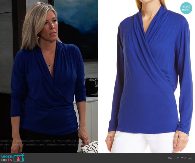 Kobi Halperin Ava Faux Wrap Top worn by Carly Spencer (Laura Wright) on General Hospital