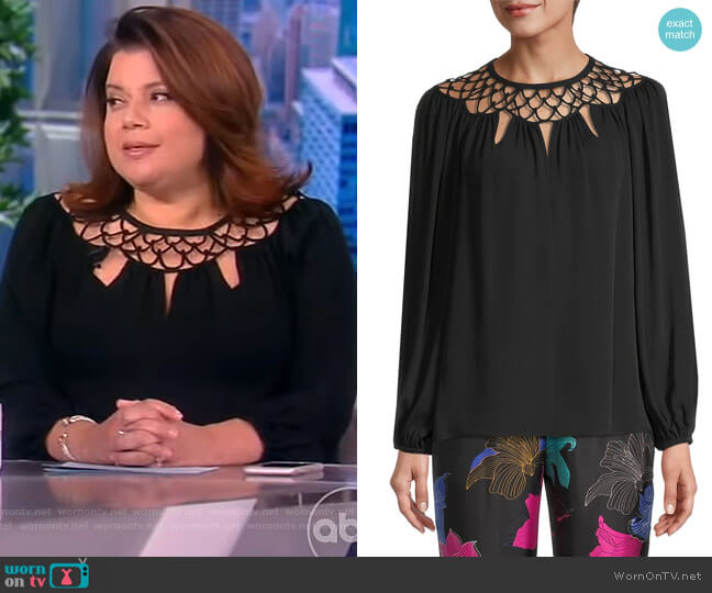 Kobi Halperin Tereza Cutout Silk Blouse worn by Ana Navarro on The View