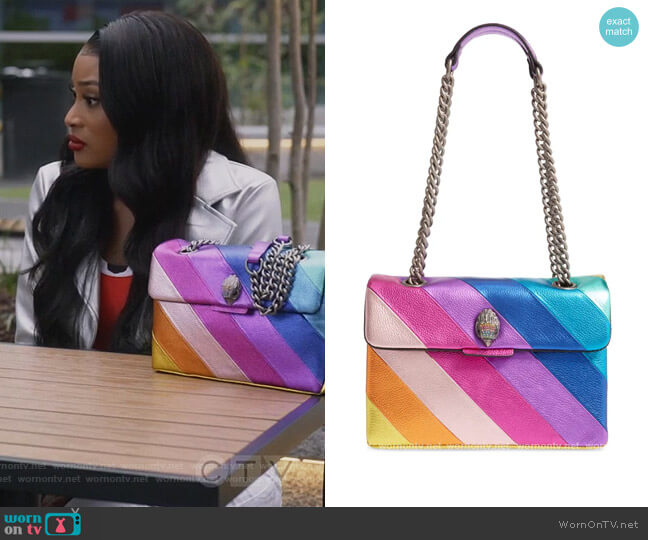 Kurt Geiger London Rainbow Shop Kensington Leather Crossbody Bag worn by Lauren Rice (Pepi Sonuga) on Queens