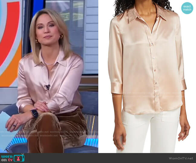 L'Agence Dani Three-Quarter Sleeve Silk Blouse worn by Amy Robach on Good Morning America