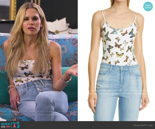 L'agence Ford Butterfly Print Bodysuit worn by Jackie Goldschneider on The Real Housewives of New Jersey