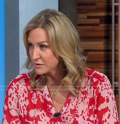 Lara’s red abstract print blouse on Good Morning America