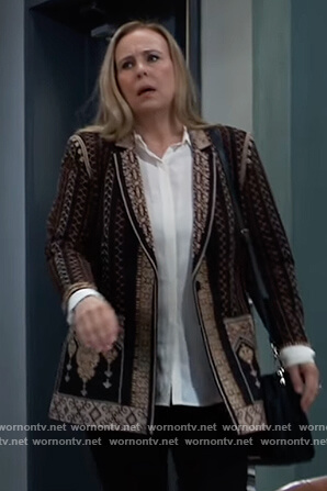 Laura’s printed blazer on General Hospital
