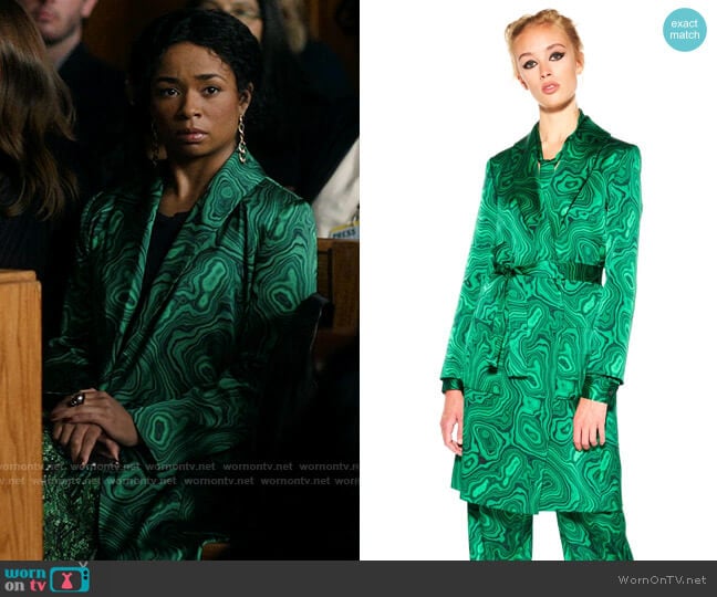 Libertine High As A Malachite Coat worn by Neff Davis (Alexis Floyd) on Inventing Anna