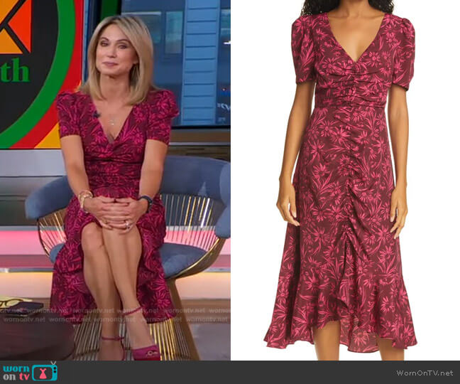 Likely Martinez Floral Ruched Dress worn by Amy Robach on Good Morning America