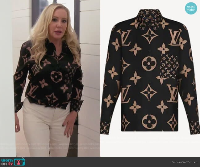 Louis Vuitton Mixed Monogram Masculine Shirt worn by Shannon Beador on The Real Housewives of Orange County