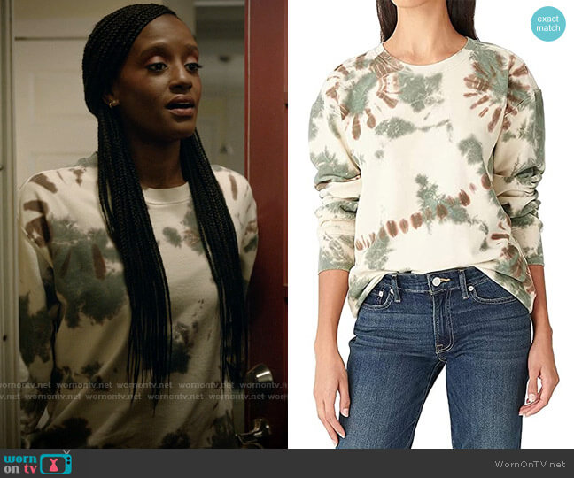 Lucky Brand Tie Dye Pullover Sweatshirt in Whisper White worn by Dr. Lex Trulie (Skye P. Marshall) on Good Sam