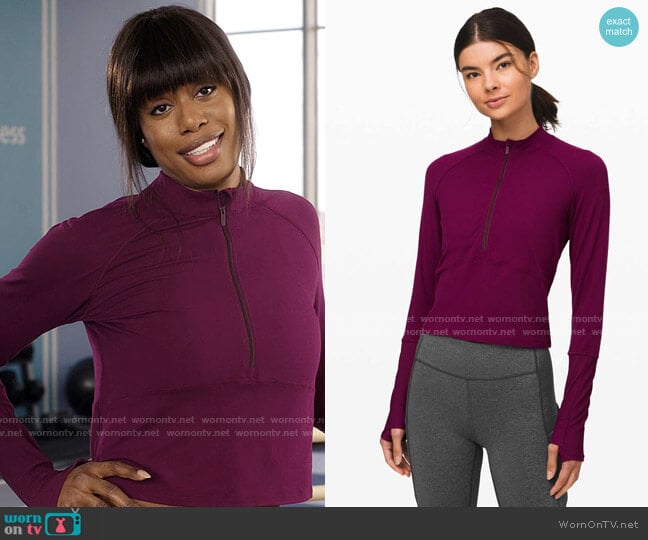 Lululemon Its Rulu Long Sleeve Half Zip in Marvel worn by Kacy Duke (Laverne Cox) on Inventing Anna