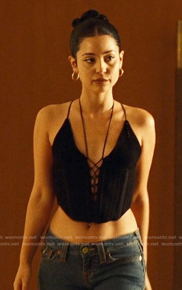 Maddy’s black lace-up corset top on Euphoria