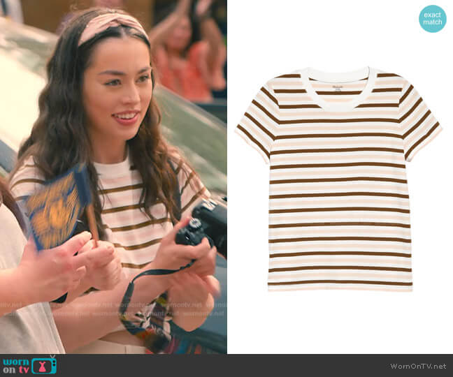 Madewell Northside Vintage Stripe T-Shirt worn by Annie Sullivan (Anneliese Judge) on Sweet Magnolias