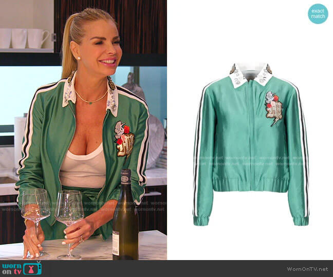 Maje Embellished Collar Bomber Jacket worn by Alexia Echevarria (Alexia Echevarria) on The Real Housewives of Miami
