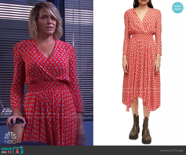Maje Monogram-Print Midi Dress worn by Nicole Walker (Arianne Zucker) on Days of our Lives