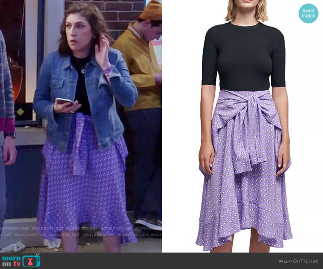 Maje Raprinode Trompe L'Oeil Midi Dress worn by Kat Silver (Mayim Bialik) on Call Me Kat