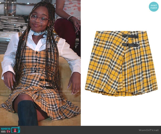 Maje Joris Plaid Pleated Cotton Skirt worn by Diane Johnson (Marsai Martin) on Black-ish