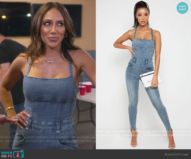 Maniere de voir Denim Unitard worn by Melissa Gorga on The Real Housewives of New Jersey