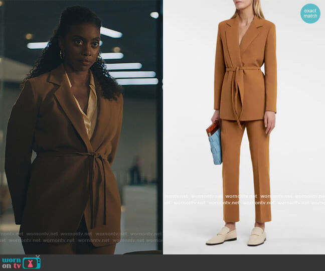 Max Mara Belted stretch-wool blazer worn by Kate Sacker (Condola Rashad) on Billions