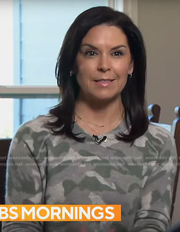 Meg Oliver’s camo sweater on CBS Mornings