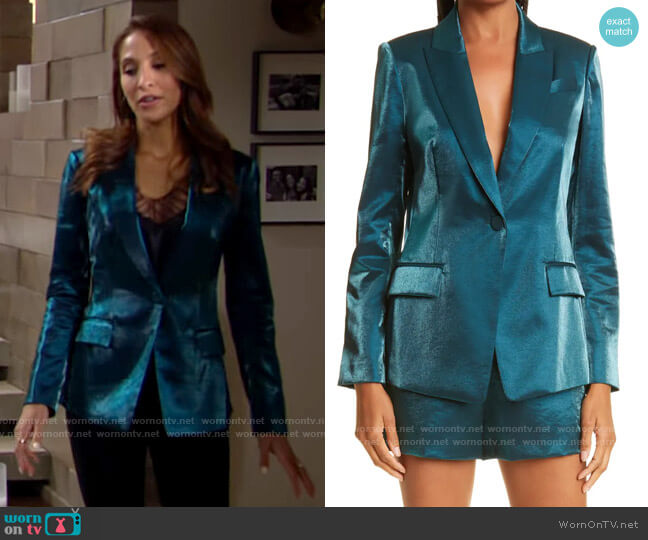 Milly Avery Blazer in Emerald worn by Lily Winters (Christel Khalil) on The Young and the Restless