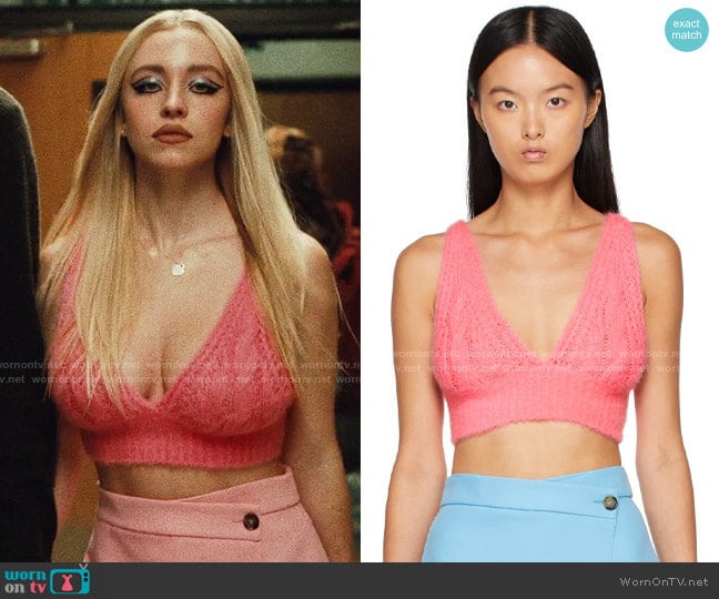 MSGM Pink Cable Knit Bra worn by Cassie Howard (Sydney Sweeney) on Euphoria