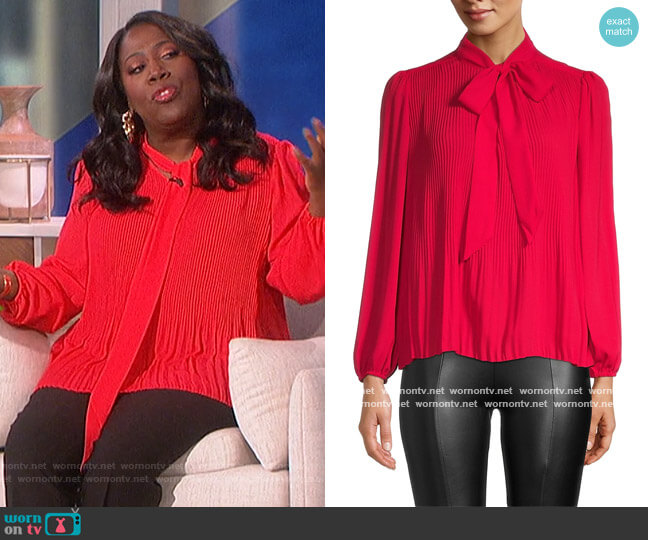 Nanette By Nanette Lepore Tie-Neck Pleated Blouse worn by Sheryl Underwood on The Talk