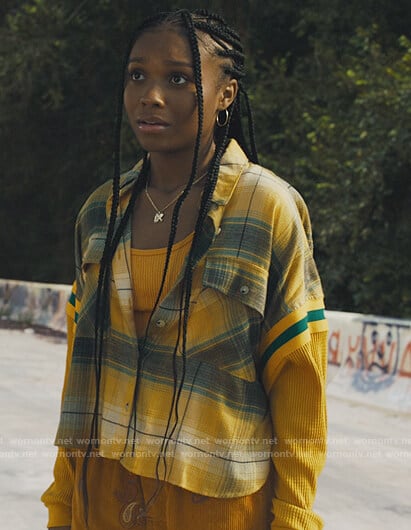Naomi’s yellow plaid shirt jacket on Naomi