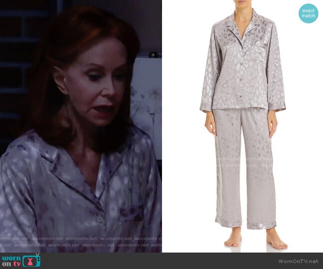 Natori Notch Leopard-Print Pajama Set worn by Sheila (Swoosie Kurtz) on Call Me Kat